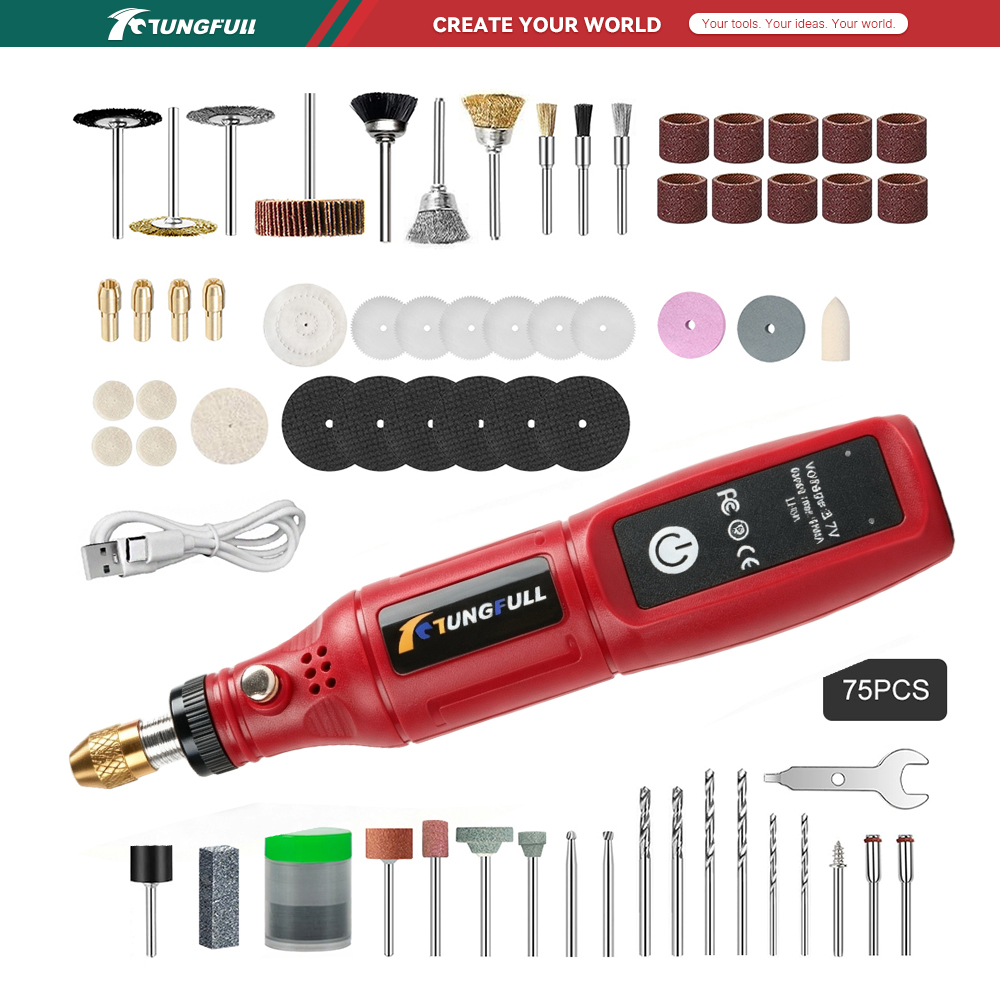 Power Tools Hardware - TUNGFULL 3.7V Kablosuz Döner Alet USB