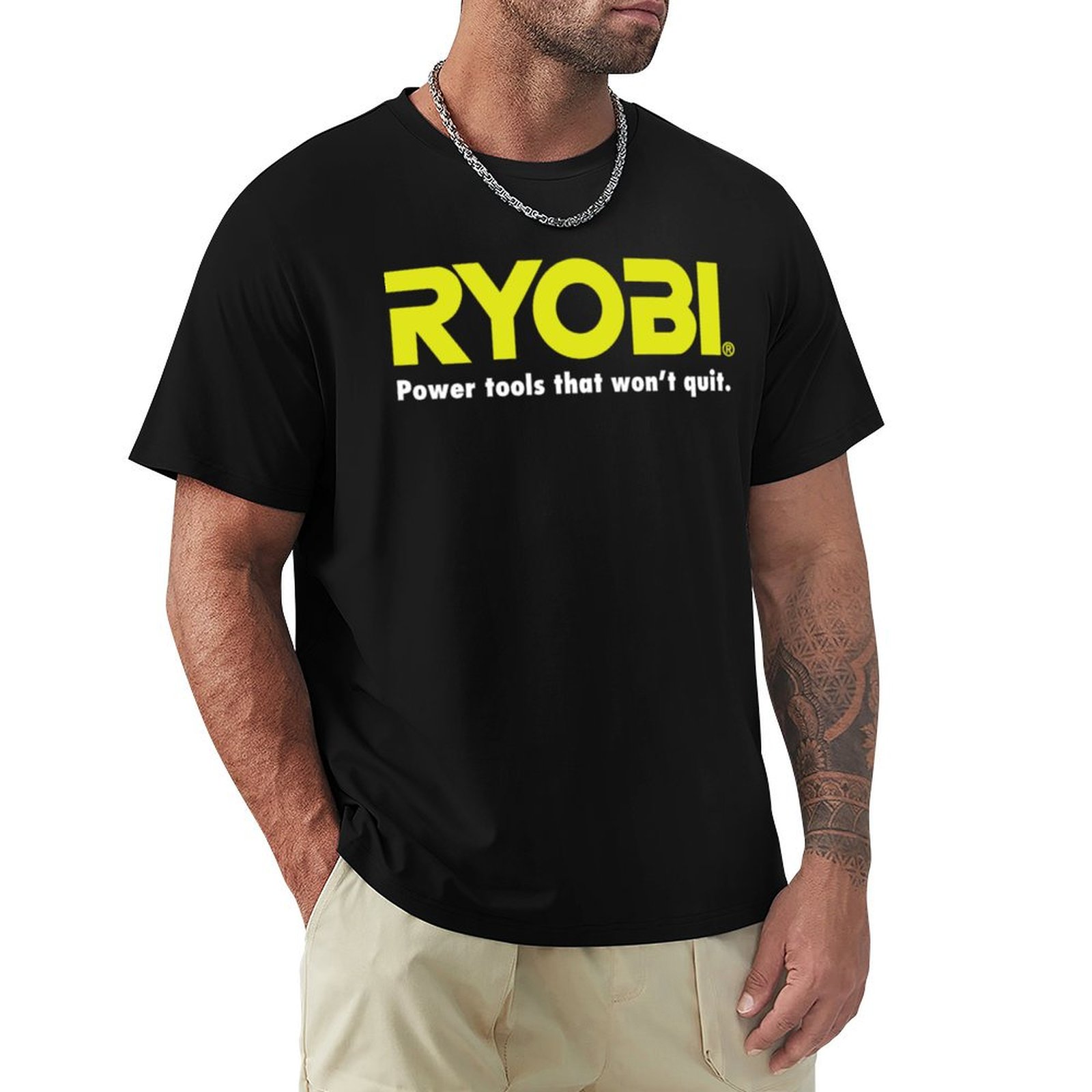 Power Tools Logo - ELEKTRİKLİ ARAÇLAR RYOBI LOGO T-Shirt pamuklu