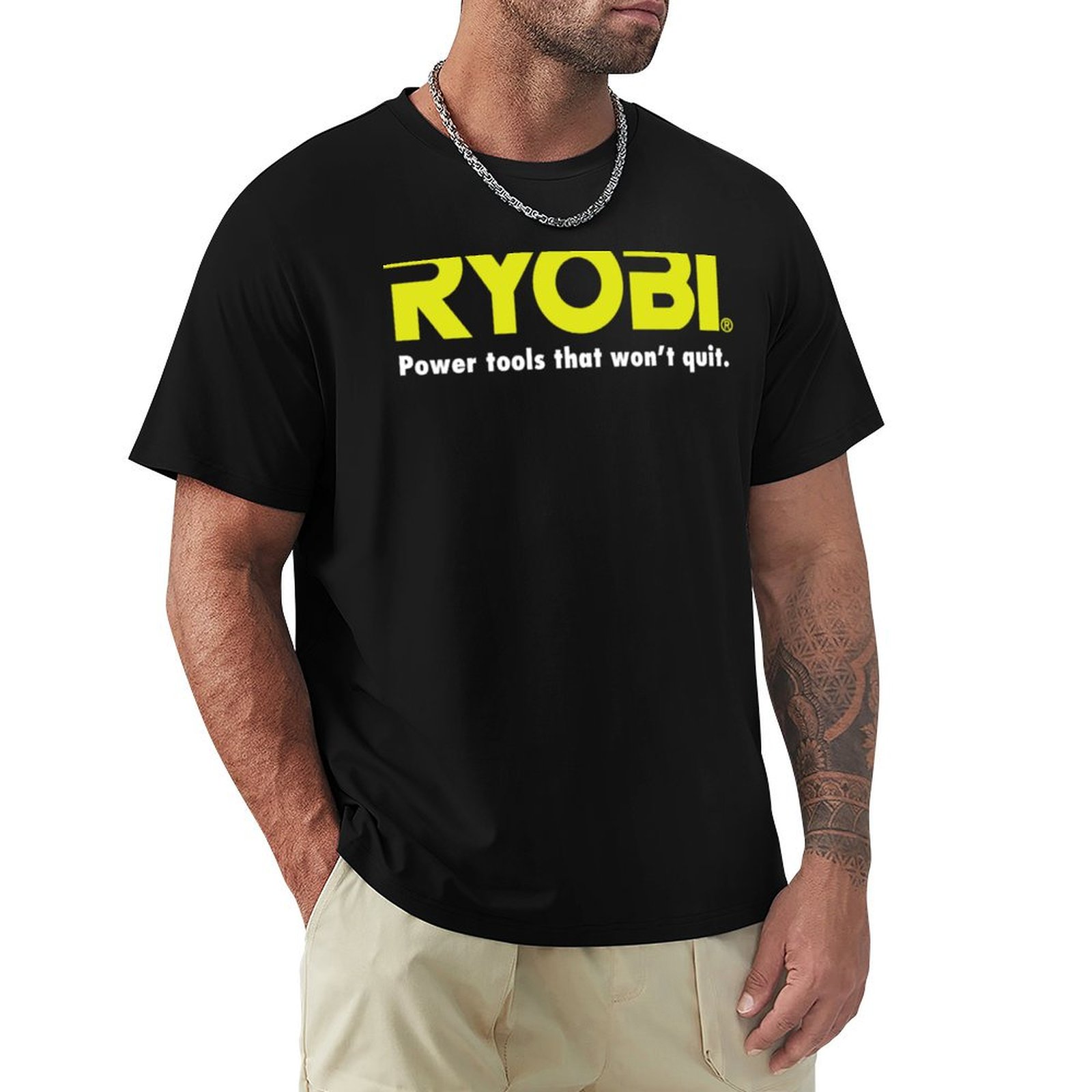 Power Tools Top Brands - POWER TOOLS RYOBI LOGO baskılı tişört,