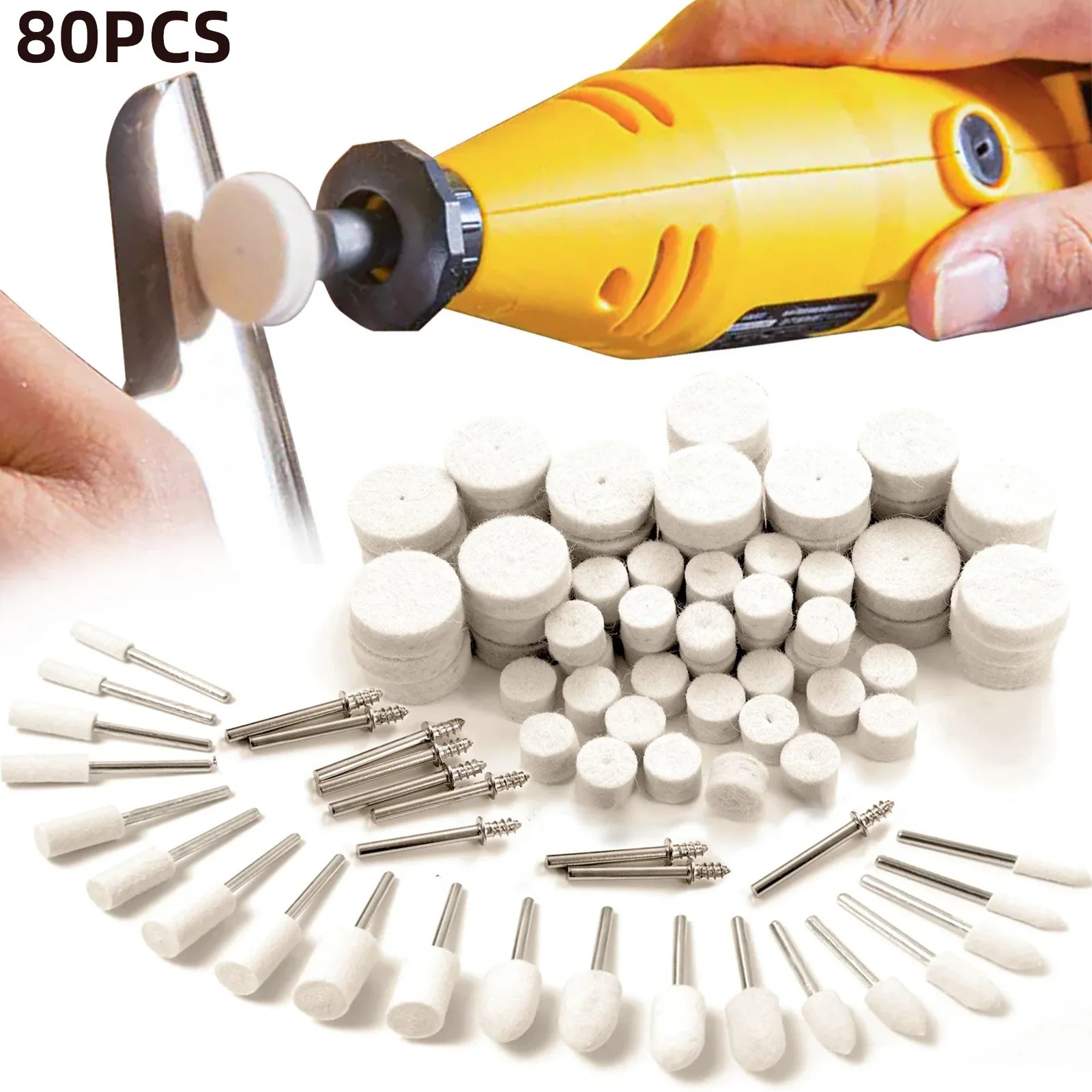 Rotary Tool Kit - 80 adet yün keçe parlatma tekerleği
